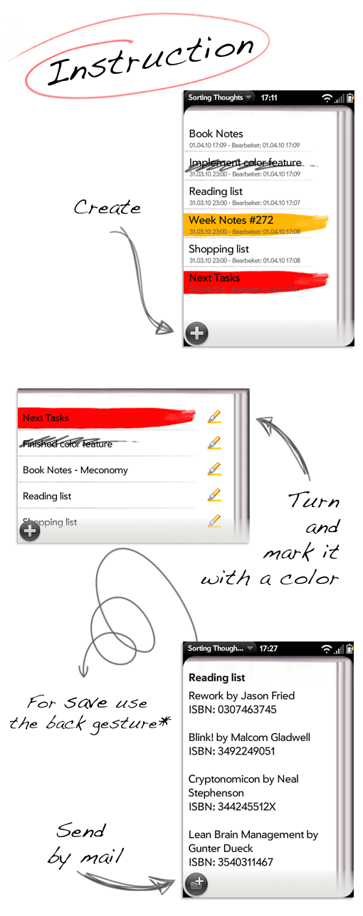 Sorting Thoughts for webOS instruction