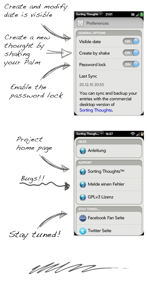 Sorting Thoughts for webOS instruction