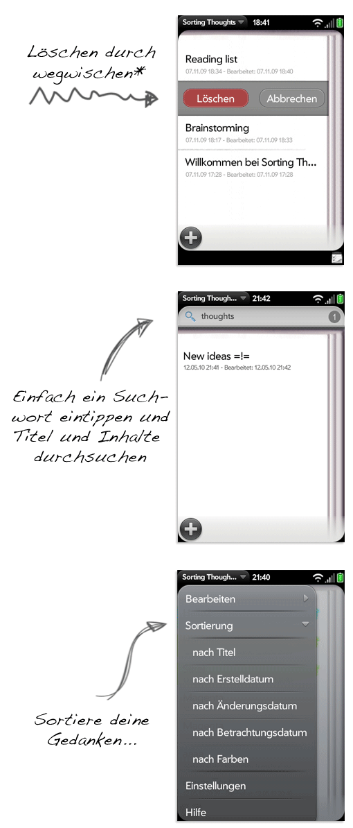Sorting Thoughts fuer webOS Anleitung
