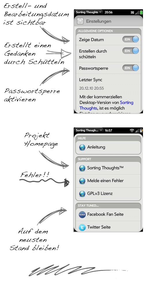Sorting Thoughts fuer webOS Anleitung